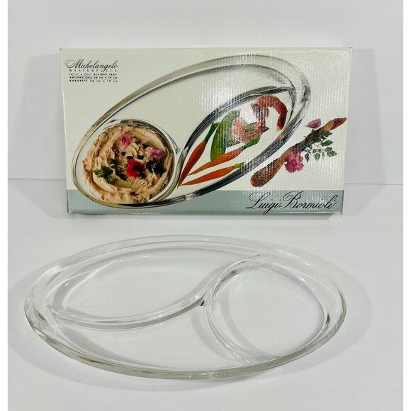 Luigi Bormioli Michelangelo Masterpiece Divided Glass Hors Doeuvre Tray Plate - Picture 4 of 9